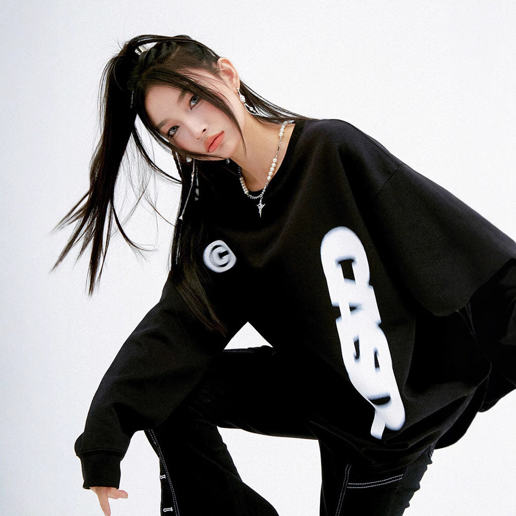 Oversized Cotton Long Sleeve Tee | Casual Graphic Fashion Top