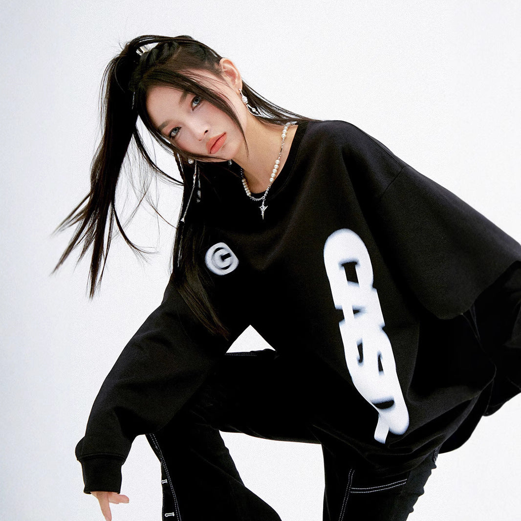Oversized Cotton Long Sleeve Tee | Casual Graphic Fashion Top