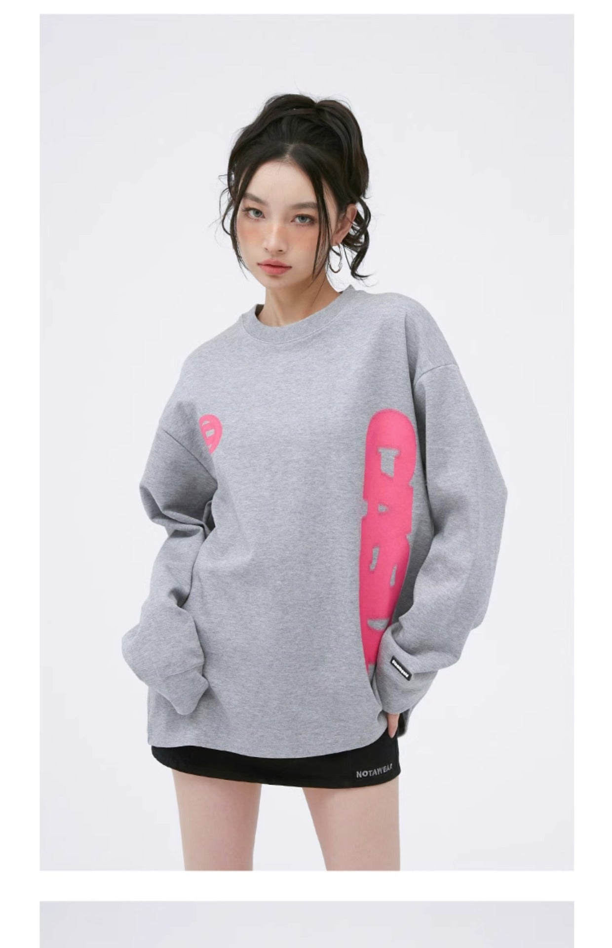 Oversized Cotton Long Sleeve Tee | Casual Graphic Fashion Top