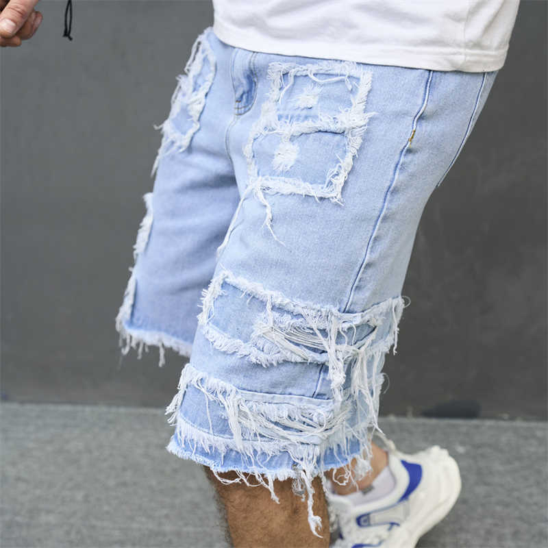 Men's Ripped Denim Shorts | Loose Fit Distressed Streetwear Jean Shorts