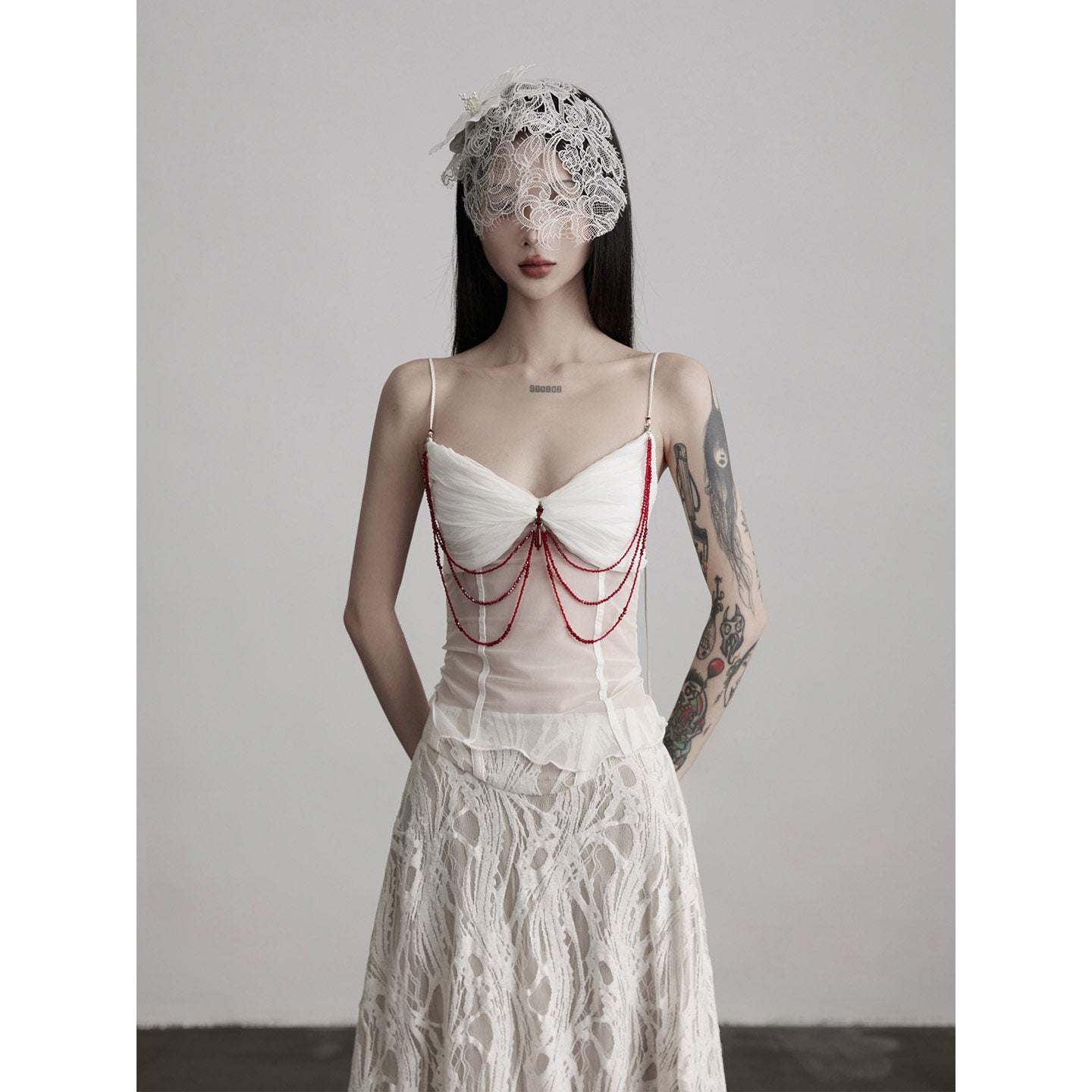 Women's Rose Quartz Chain Mesh Corset Tank Top | Gothic Glam Sleeveless Cami