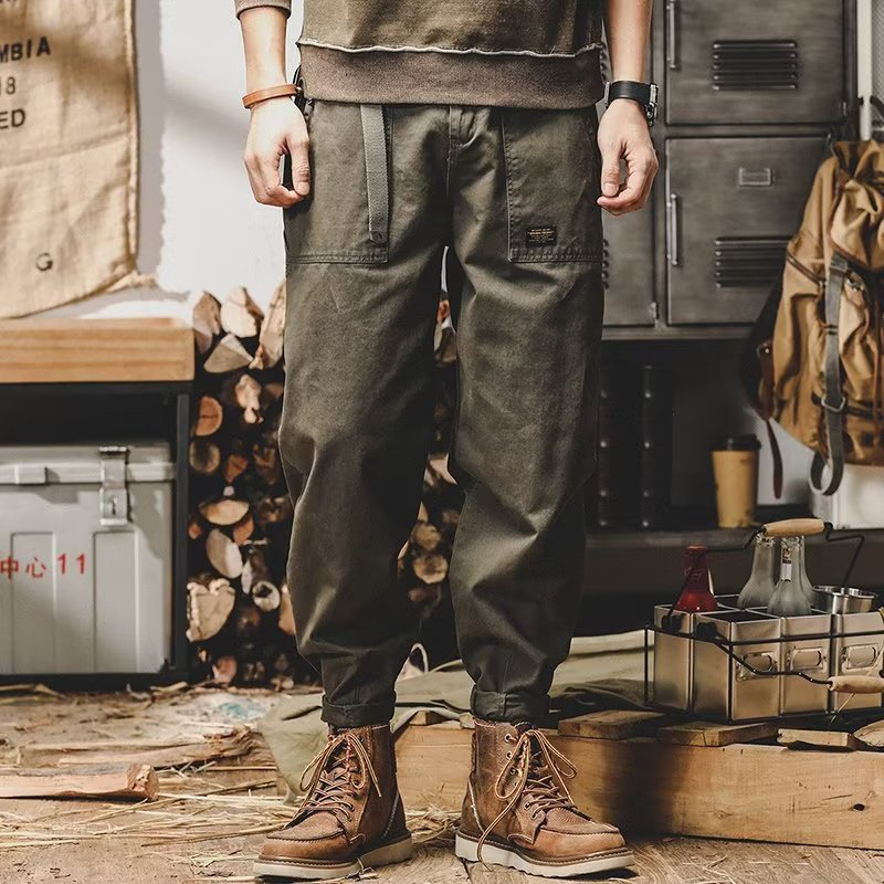 Men's Loose Fit Cargo Pants | Casual Multi-Pocket Drawstring Utility Trousers