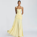 Women's Elegant Sleeveless Flared Maxi Dress | Square Neck High Waist A-Line Dress
