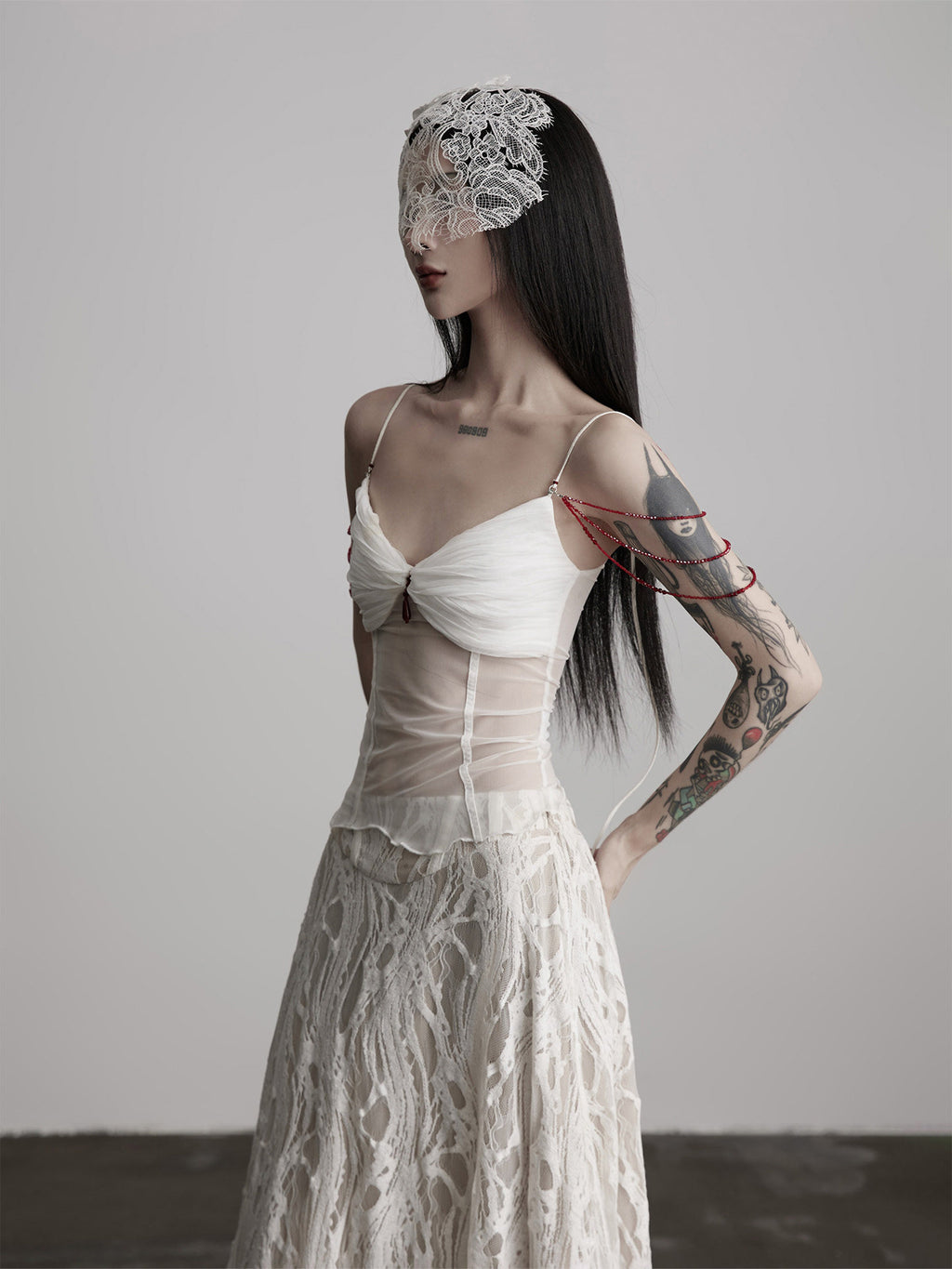 Women's Rose Quartz Chain Mesh Corset Tank Top | Gothic Glam Sleeveless Cami