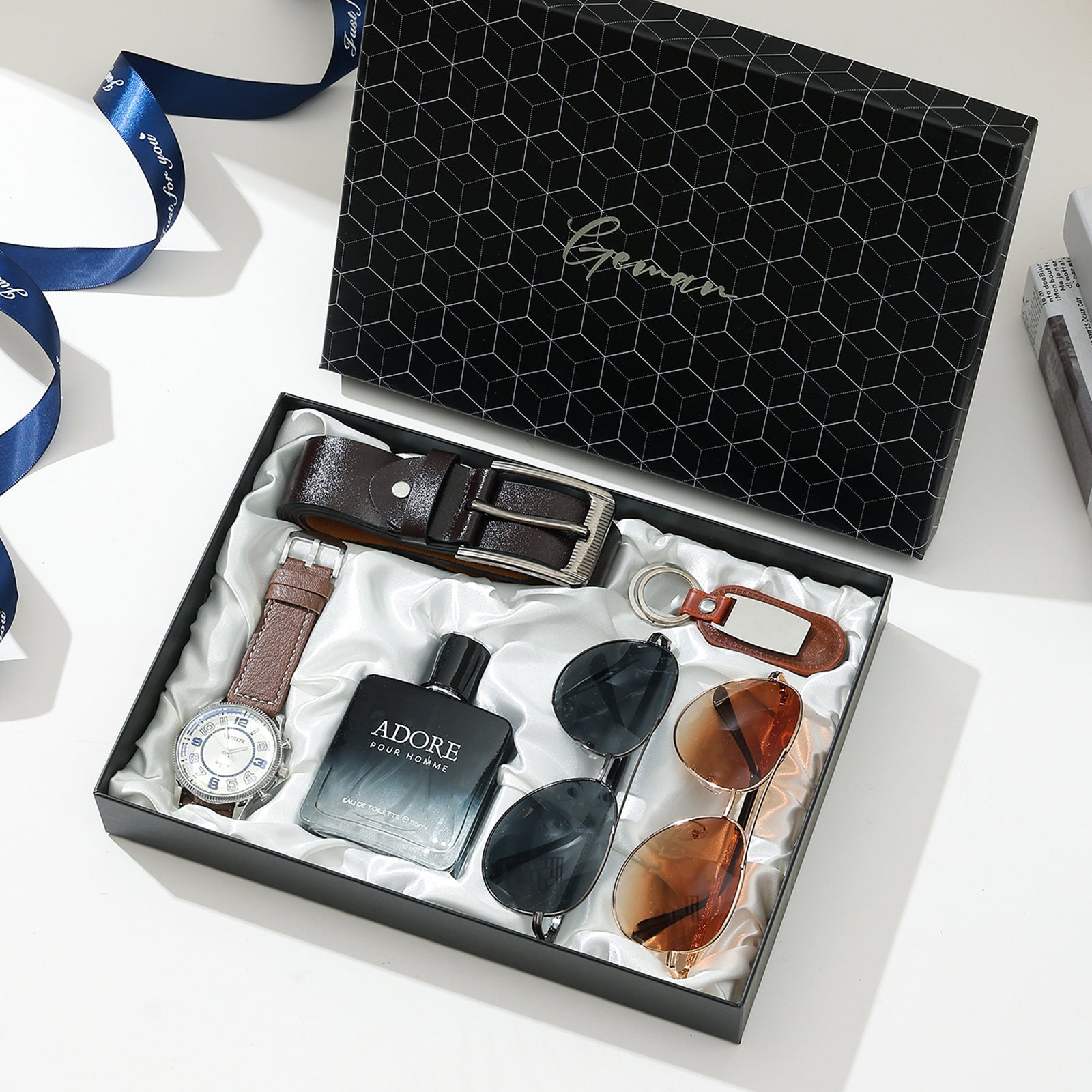 Business Leather Gift Set with Watch and Perfume