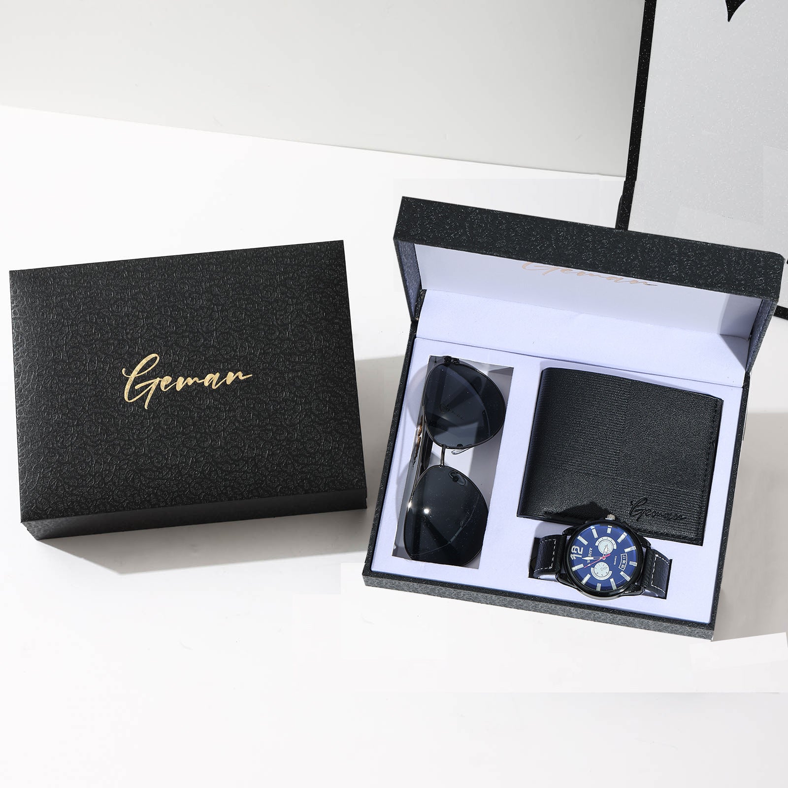 Business Leather Gift Set with Watch and Perfume