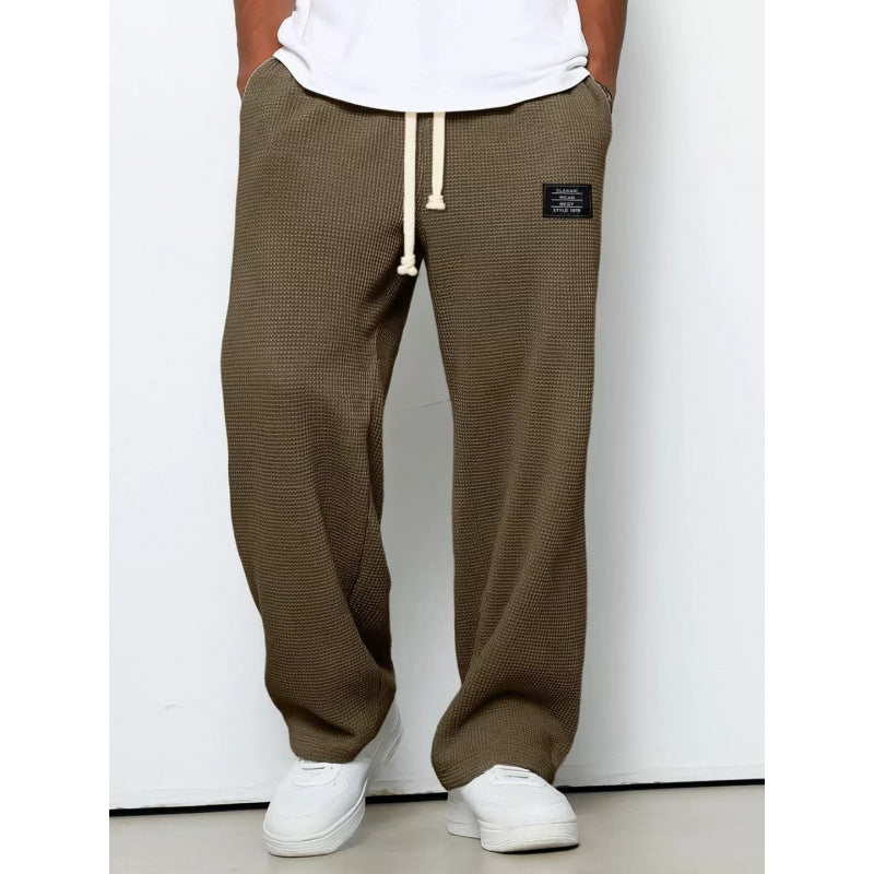 Men's Waffle Knit Sweatpants | Comfortable Drawstring Lounge Pants