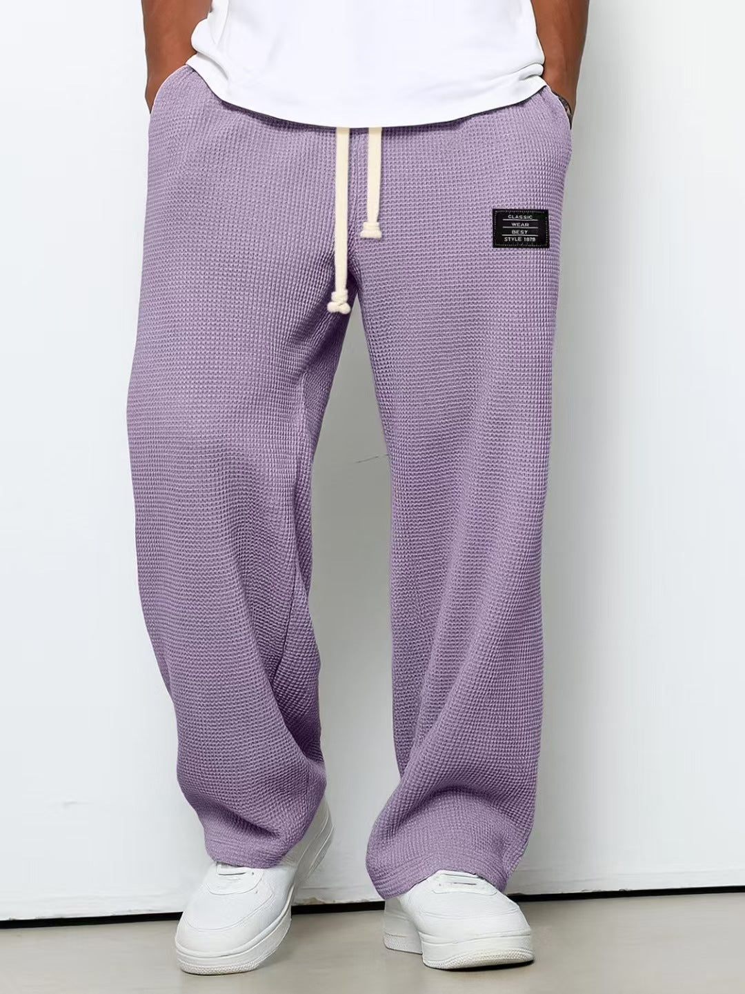 Men's Waffle Knit Sweatpants | Comfortable Drawstring Lounge Pants