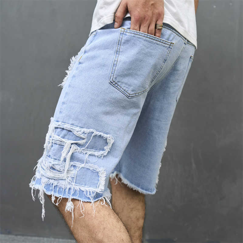 Men's Ripped Denim Shorts | Loose Fit Distressed Streetwear Jean Shorts