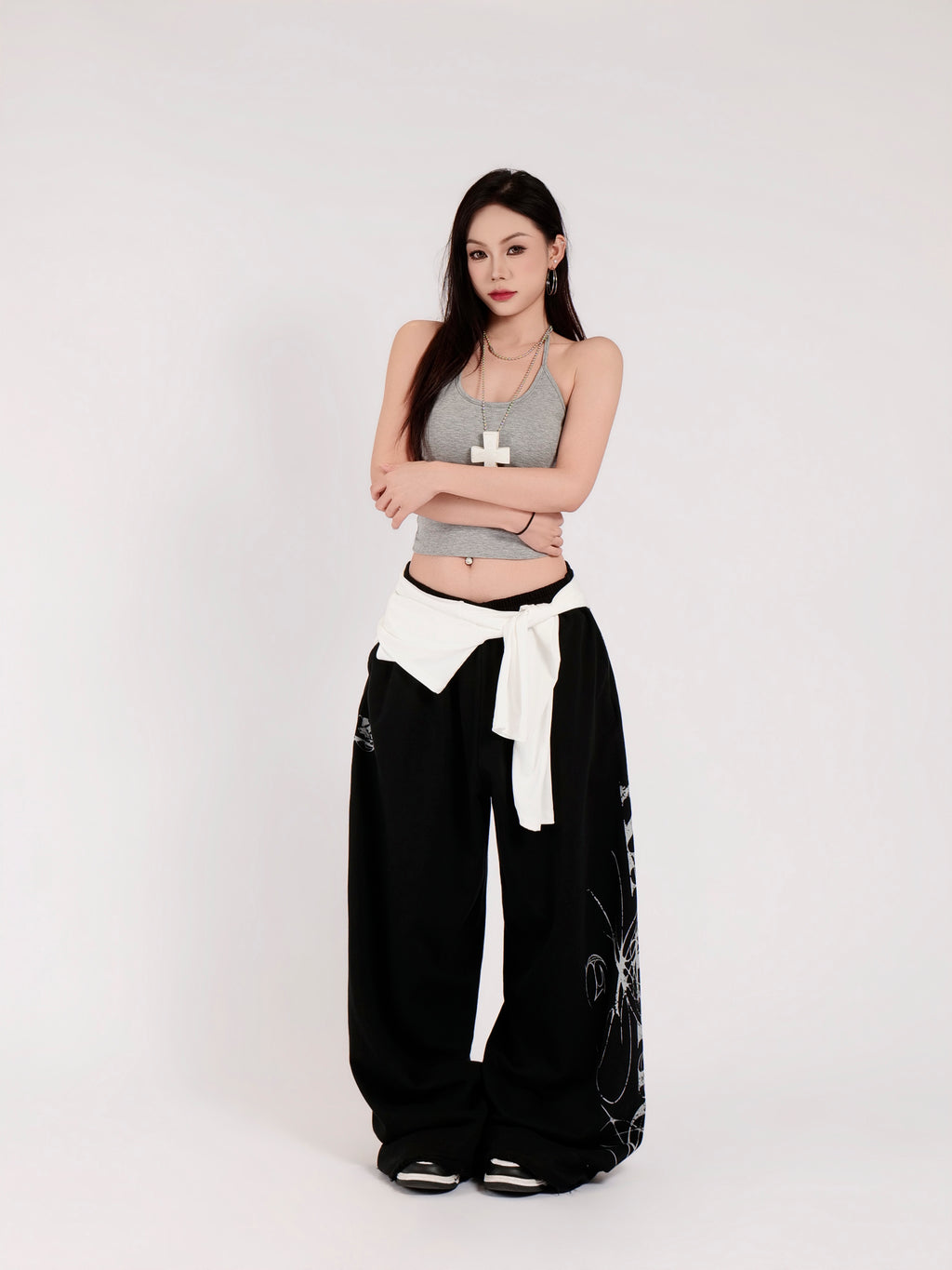 Distressed Print Baggy Sweatpants | Casual Streetwear Trousers