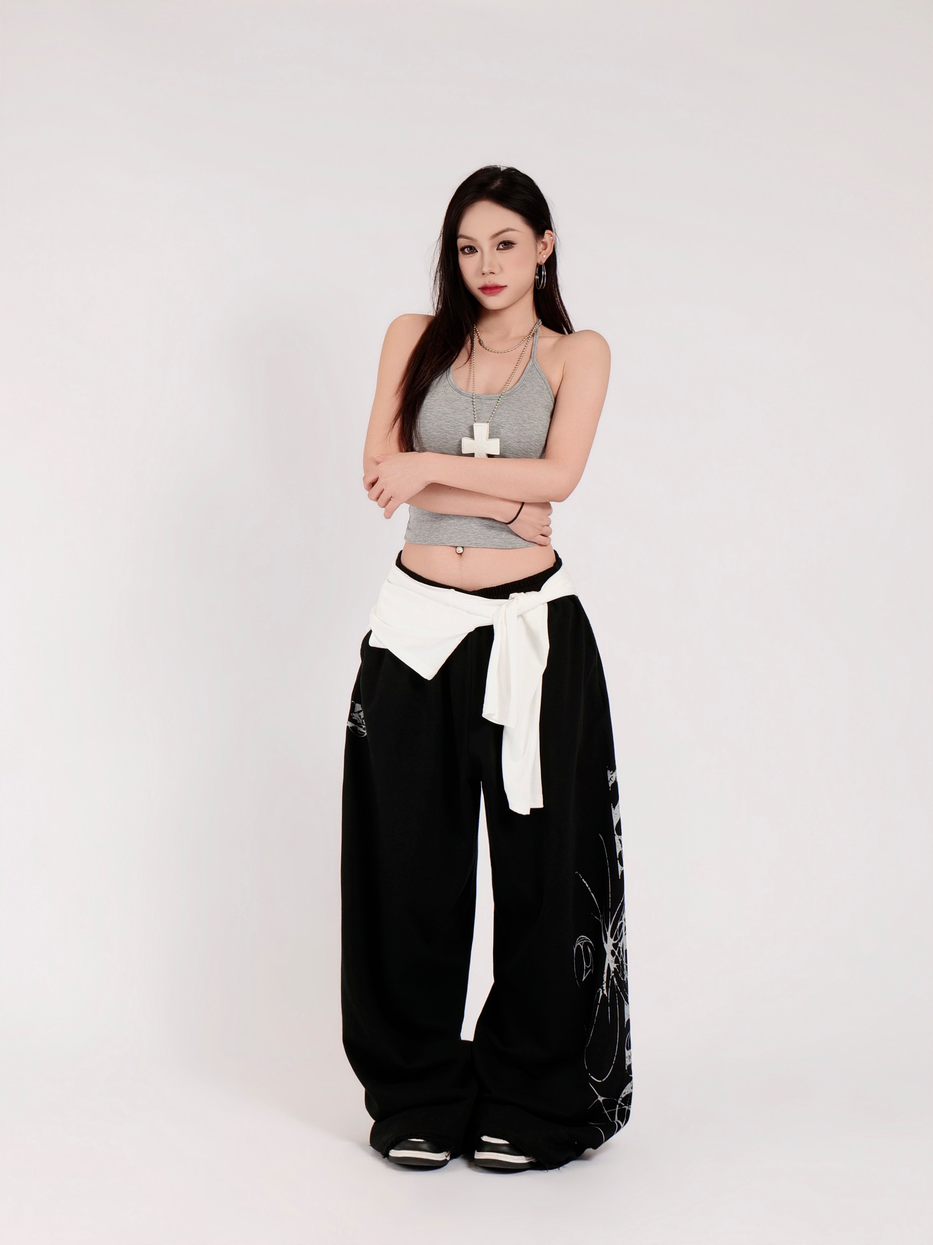 Distressed Print Baggy Sweatpants | Casual Streetwear Trousers