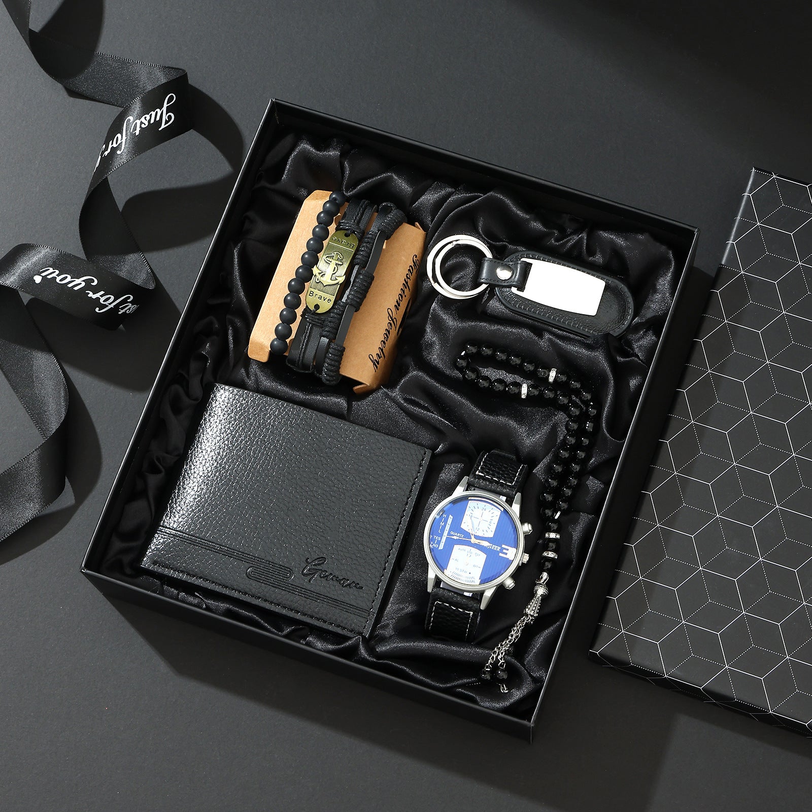 Business Leather Gift Set with Watch and Perfume