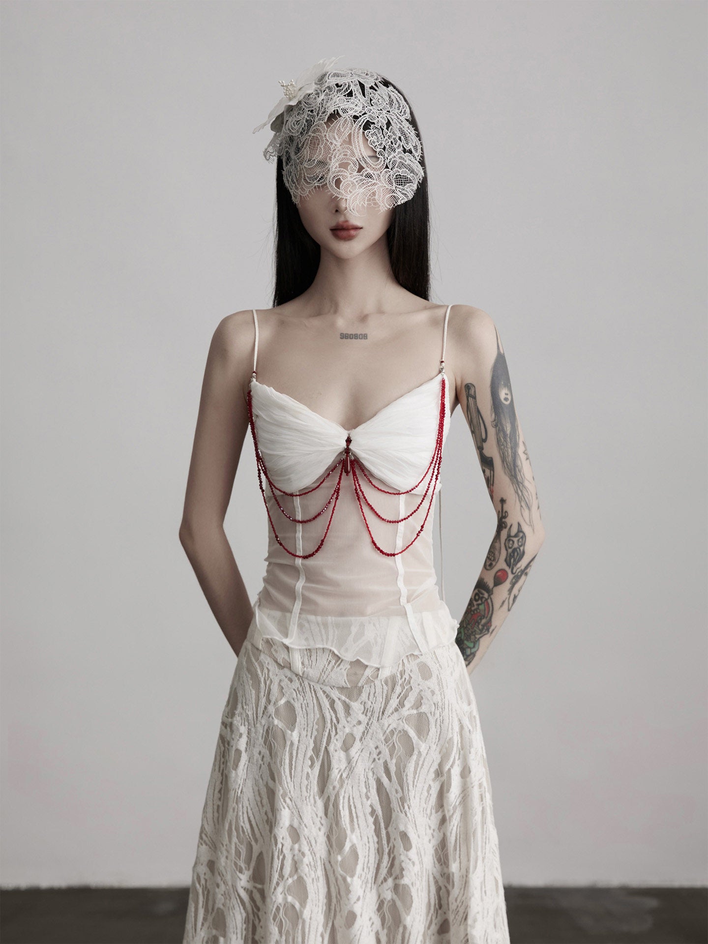 Women's Rose Quartz Chain Mesh Corset Tank Top | Gothic Glam Sleeveless Cami