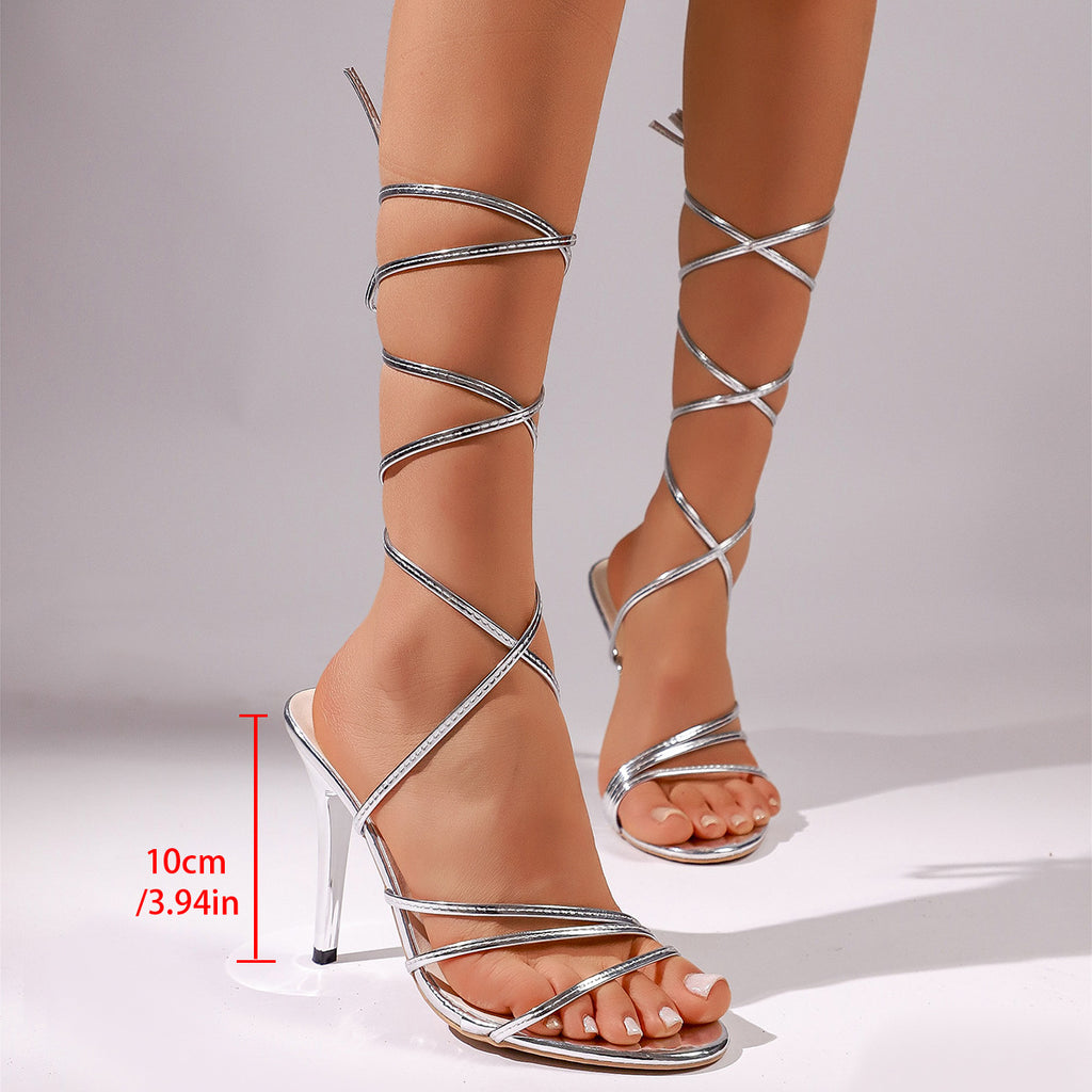 Womens Heels Sandals Sexy Wrap-Around Roman Sandals