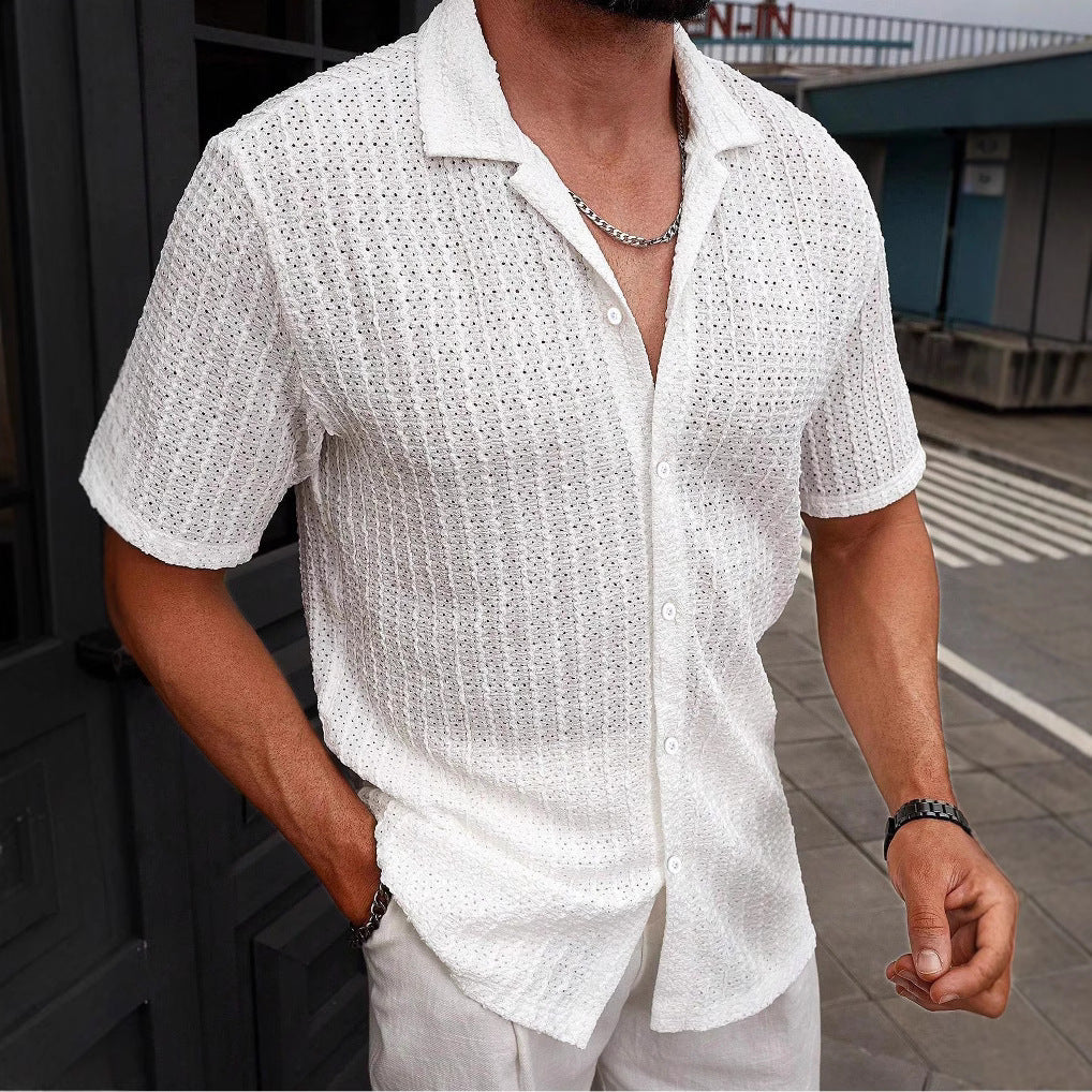 Men's Breathable Beach Shirt | Casual Short Sleeve Vacation Wear