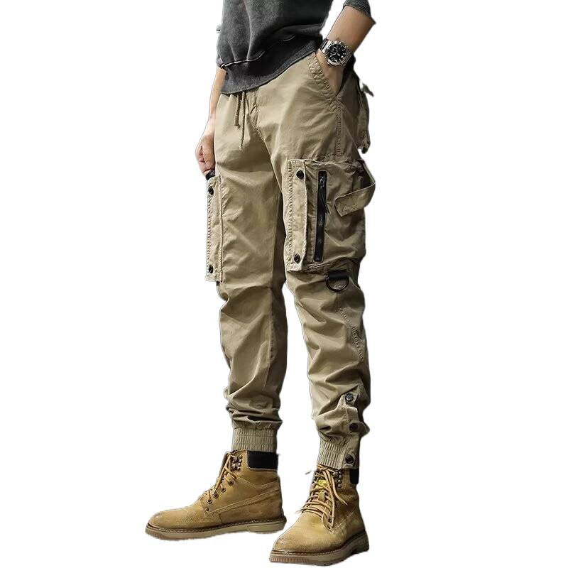Men's Mid-Waist Cargo Jogger Pants | Multi-Pocket Relaxed Fit Streetwear Trousers