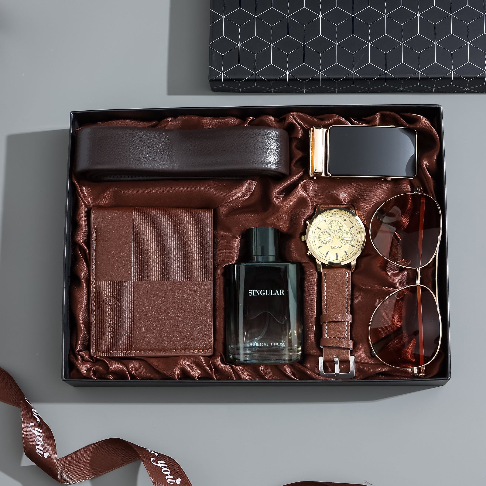 Business Leather Gift Set with Watch and Perfume