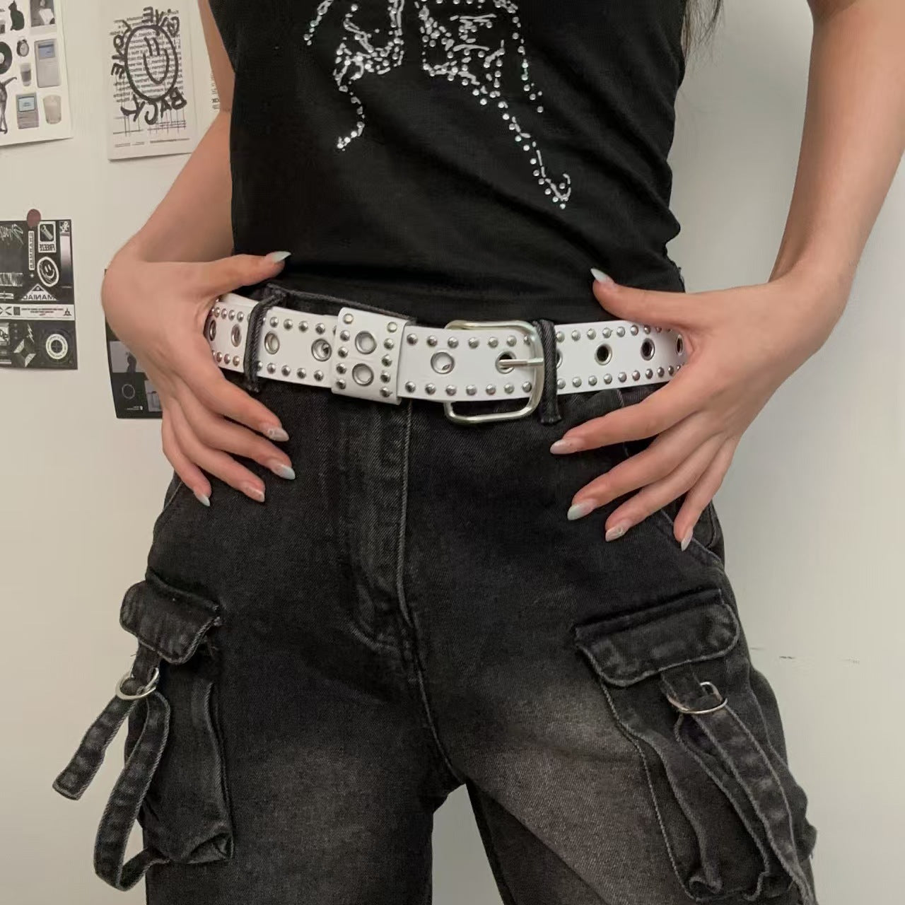 Retro Leather Belt with Decorative Buckle | Vintage Y2K Fashion Waist Belt