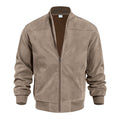 Men's Stand Collar Bomber Jacket | Classic Suede Style