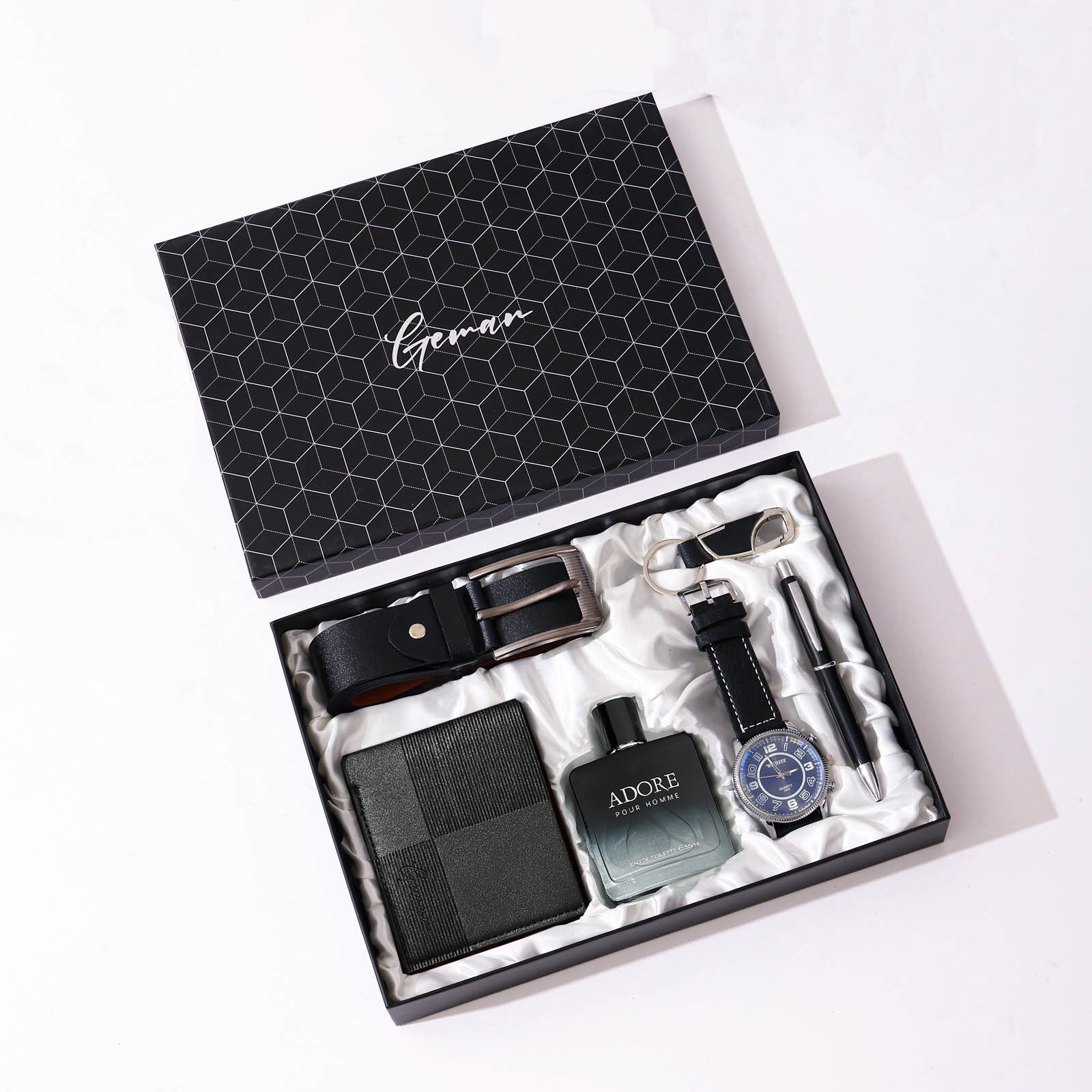 Business Leather Gift Set with Watch and Perfume