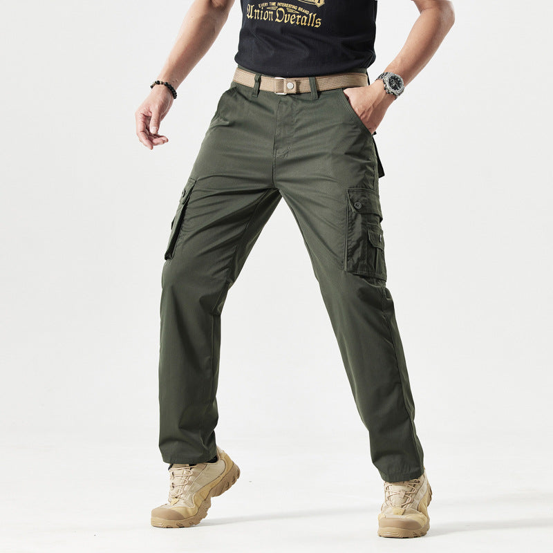 Men's Straight Leg Cargo Pants | Multi-Pocket Casual Utility Trousers