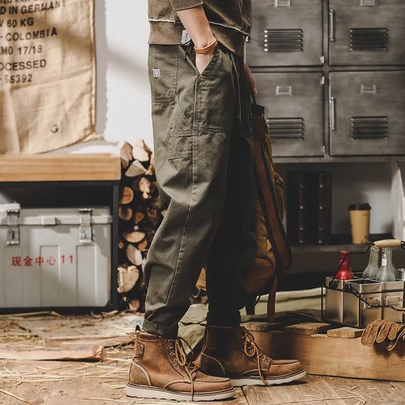 Men's Loose Fit Cargo Pants | Casual Multi-Pocket Drawstring Utility Trousers