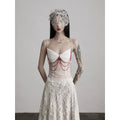 Women's Rose Quartz Chain Mesh Corset Tank Top | Gothic Glam Sleeveless Cami