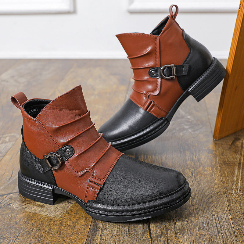 Men's Classic Ankle Boots | Casual Side Zip Low Heel Fashion Boots