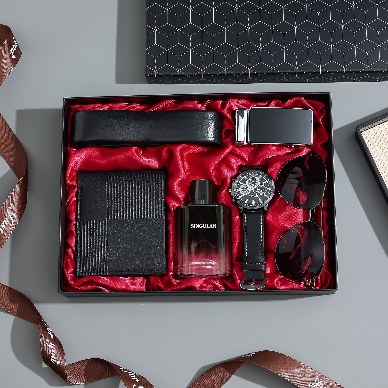Business Leather Gift Set with Watch and Perfume