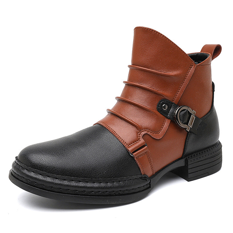 Men's Classic Ankle Boots | Casual Side Zip Low Heel Fashion Boots