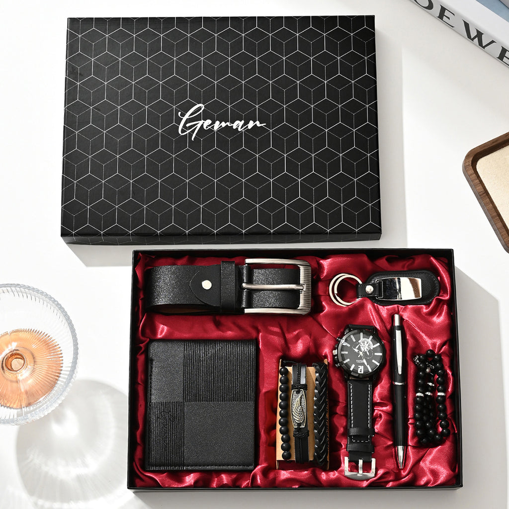 Business Leather Gift Set with Watch and Perfume