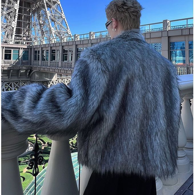 Men's Luxury Faux Fur Coat | Oversized Korean Style Winter Statement Jacket