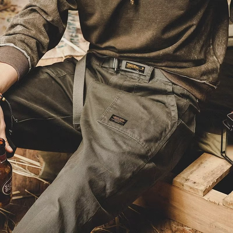 Men's Loose Fit Cargo Pants | Casual Multi-Pocket Drawstring Utility Trousers