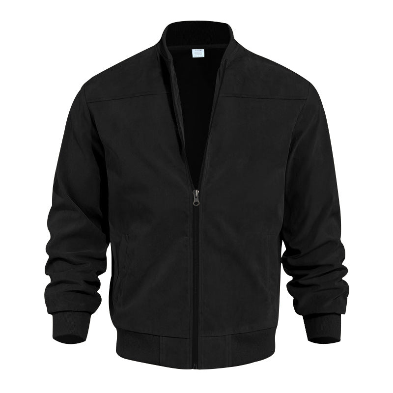 Men's Stand Collar Bomber Jacket | Classic Suede Style