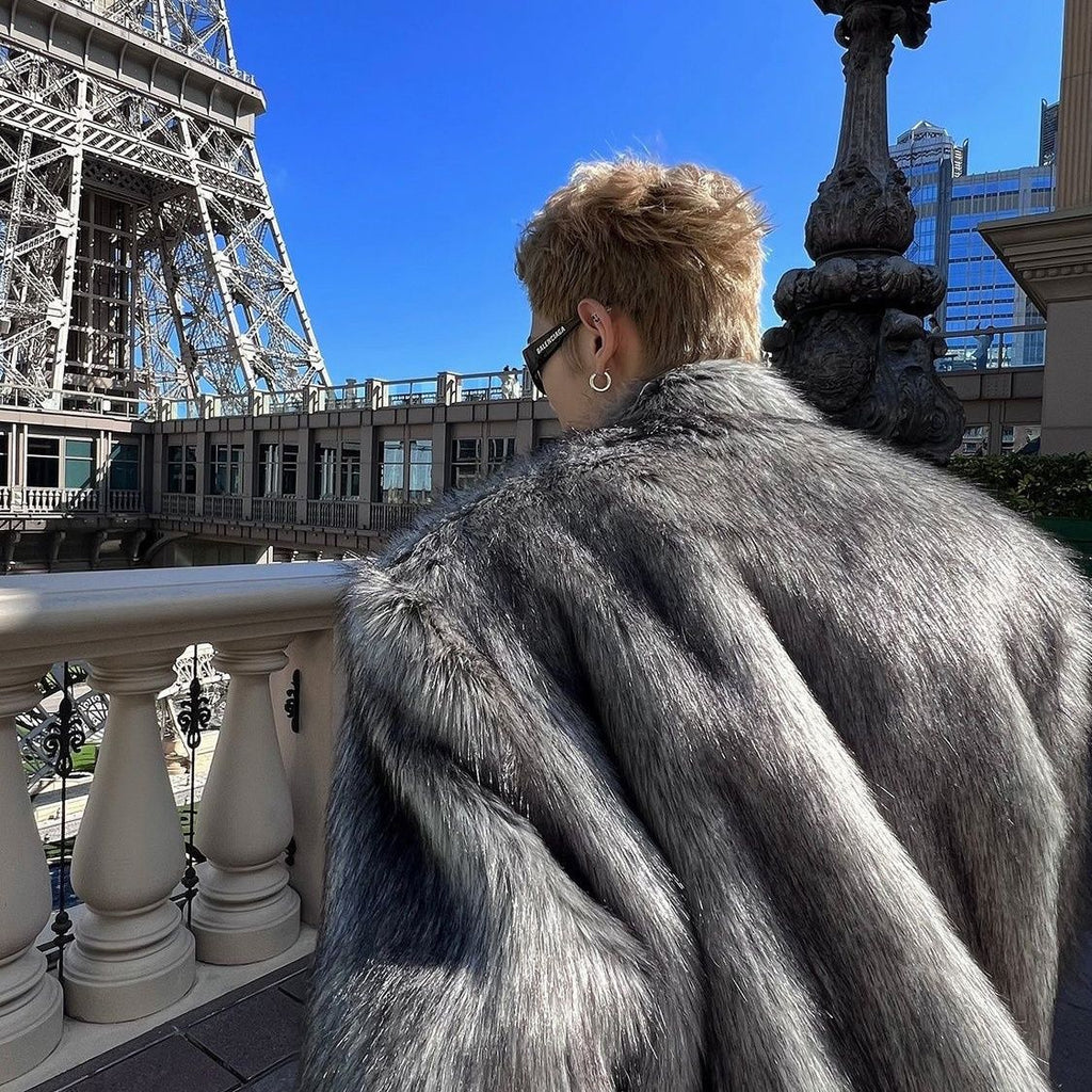 Men's Luxury Faux Fur Coat | Oversized Korean Style Winter Statement Jacket