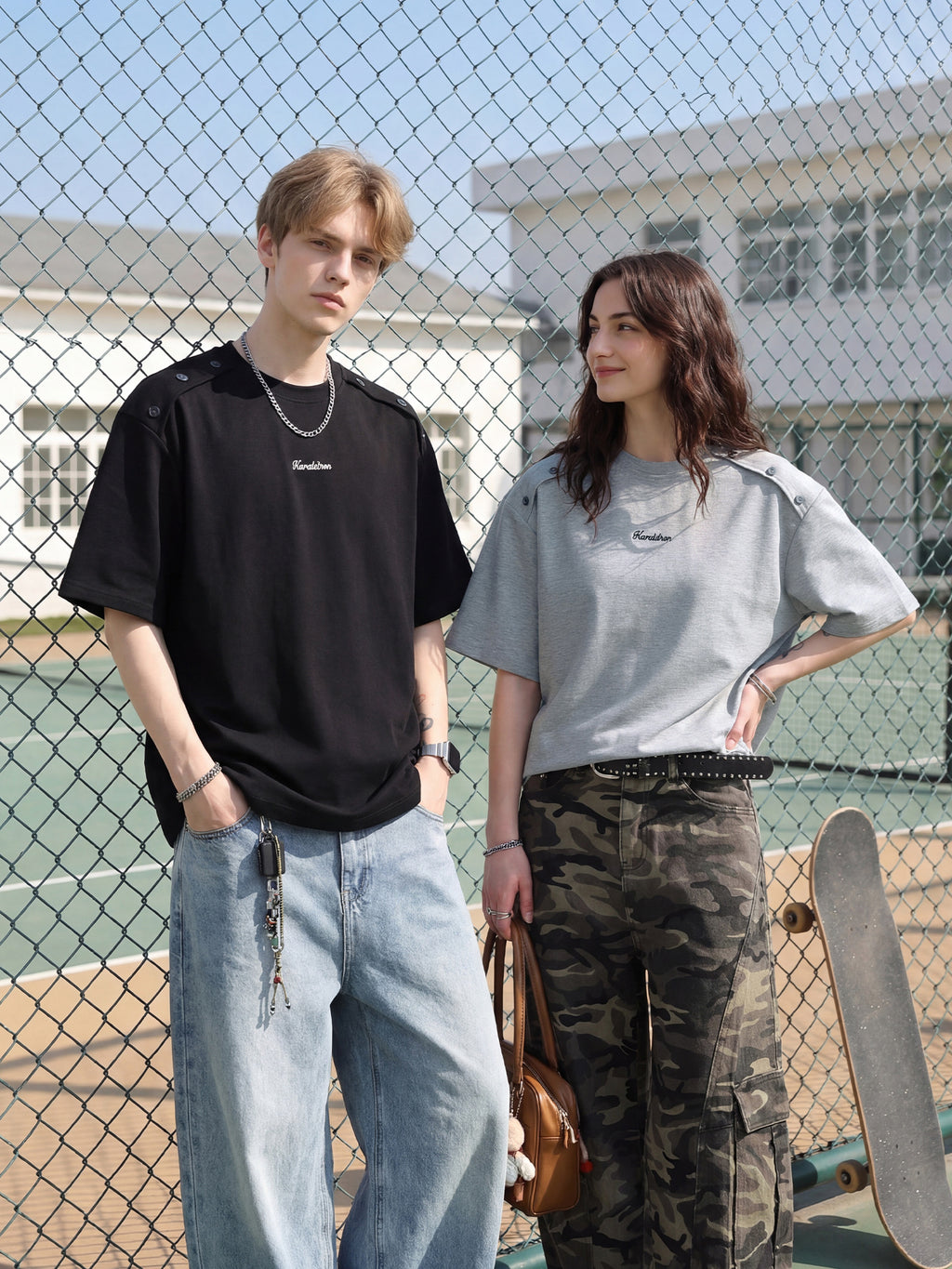 Unisex Premium Oversized Cotton T-Shirt | Casual Loose Fit Crew Neck Tee with Shoulder Button Detail