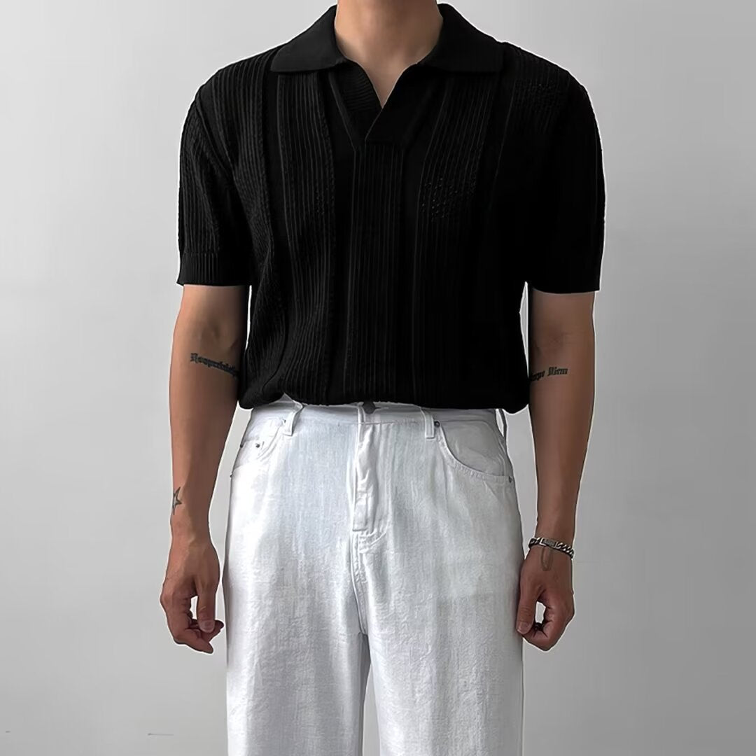 Men's Premium Hollow Knit Polo Shirt - Breathable Summer Slim Fit