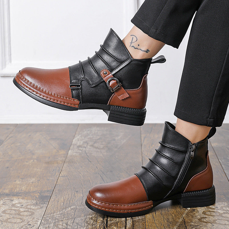 Men's Classic Ankle Boots | Casual Side Zip Low Heel Fashion Boots