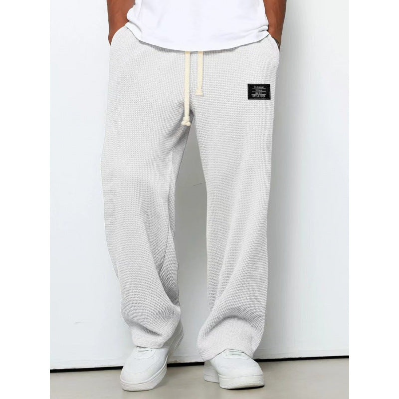 Men's Waffle Knit Sweatpants | Comfortable Drawstring Lounge Pants