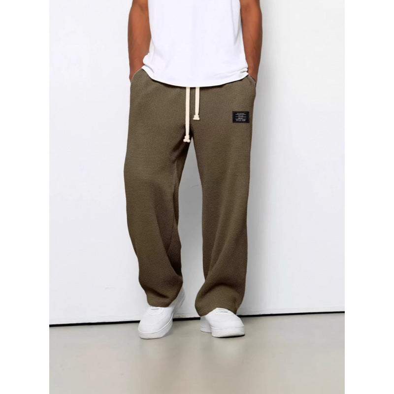 Men's Waffle Knit Sweatpants | Comfortable Drawstring Lounge Pants