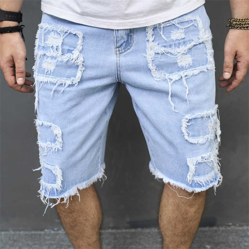 Men's Ripped Denim Shorts | Loose Fit Distressed Streetwear Jean Shorts