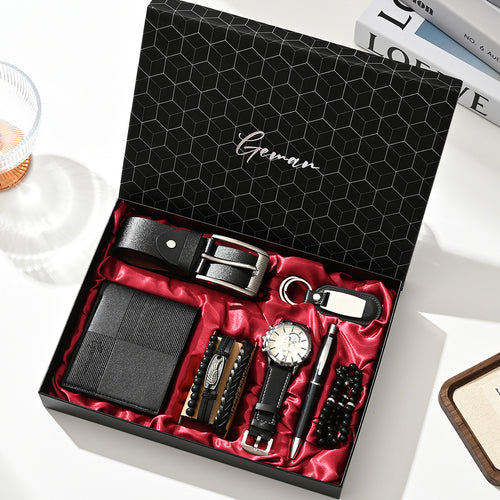 Business Leather Gift Set with Watch and Perfume