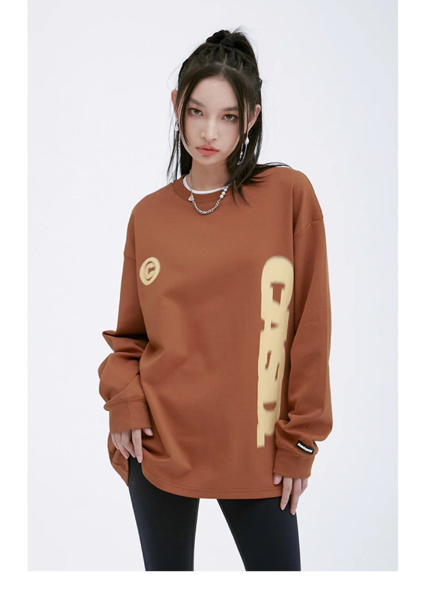 Oversized Cotton Long Sleeve Tee | Casual Graphic Fashion Top