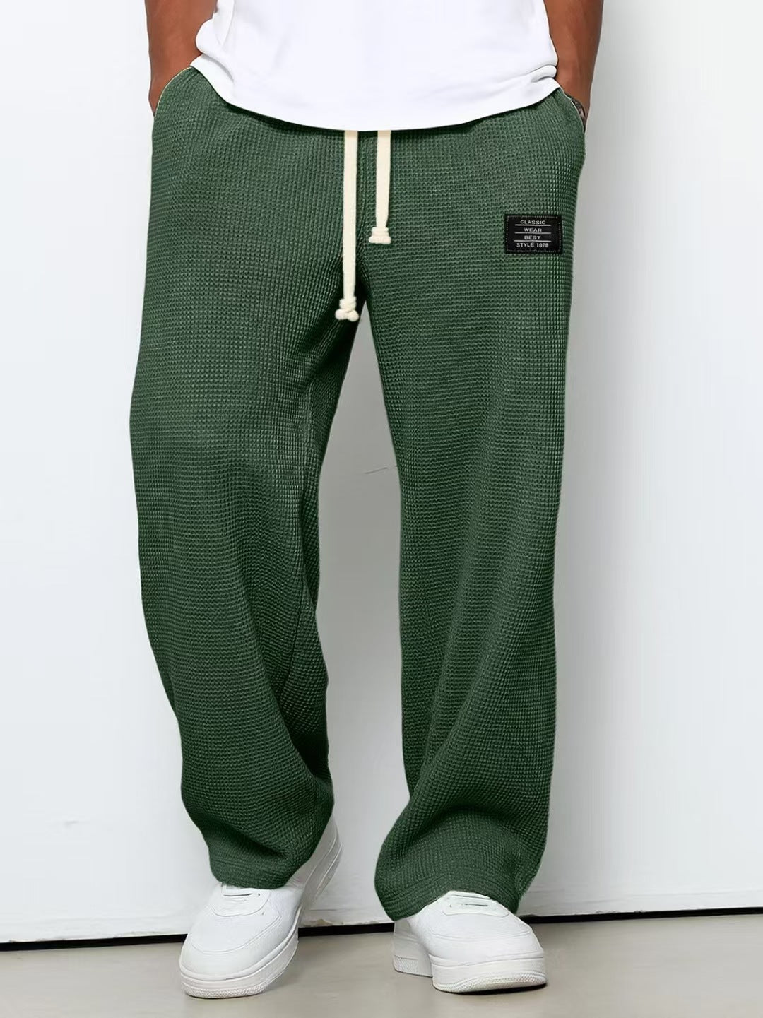 Men's Waffle Knit Sweatpants | Comfortable Drawstring Lounge Pants