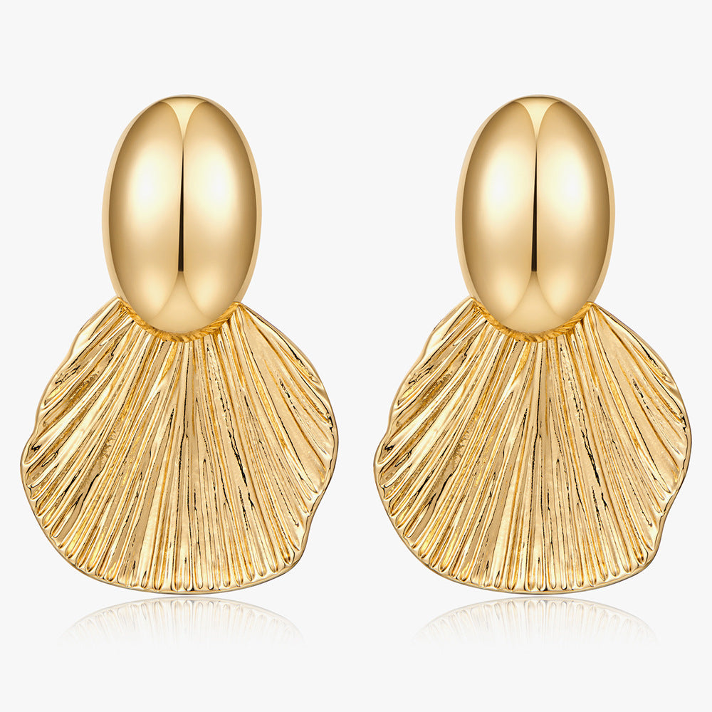 14K Gold Plated Leaf Drop Earrings | Elegant Geometric Statement Jewelry