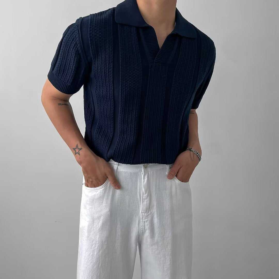Men's Premium Hollow Knit Polo Shirt - Breathable Summer Slim Fit