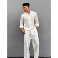 Men's Premium Linen Shirt Long Sleeve Breathable Summer Button-Down Casual Shirt