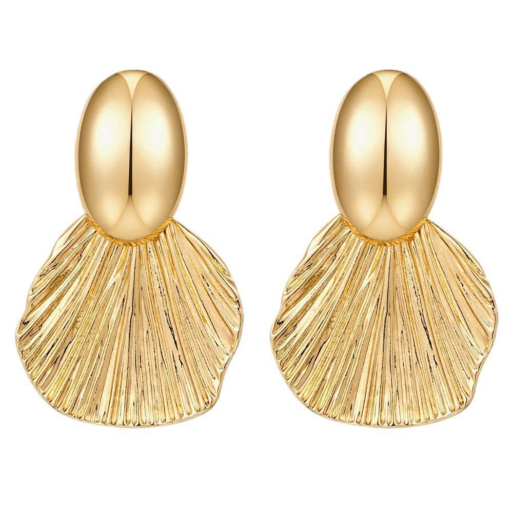 14K Gold Plated Leaf Drop Earrings | Elegant Geometric Statement Jewelry