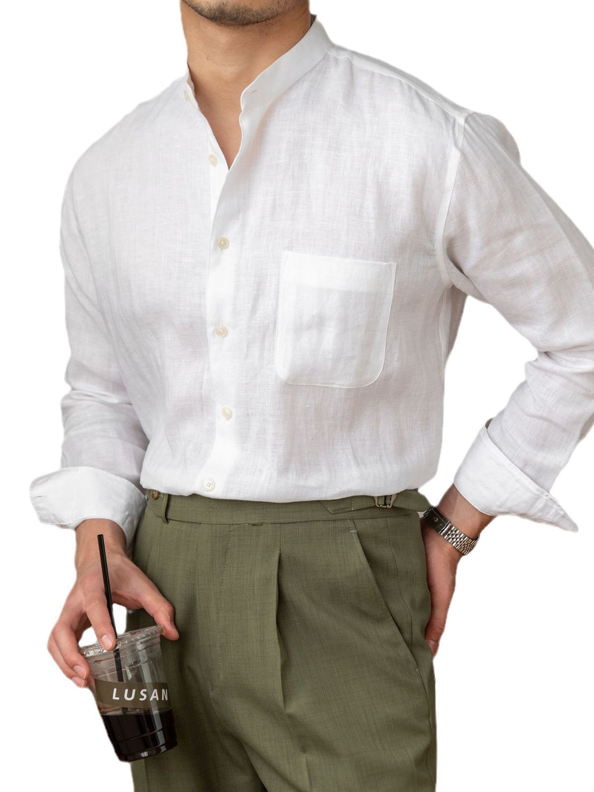 Men's Premium Linen Long Sleeve Shirt | Breathable Relaxed Fit Casual Button-Up Shirt