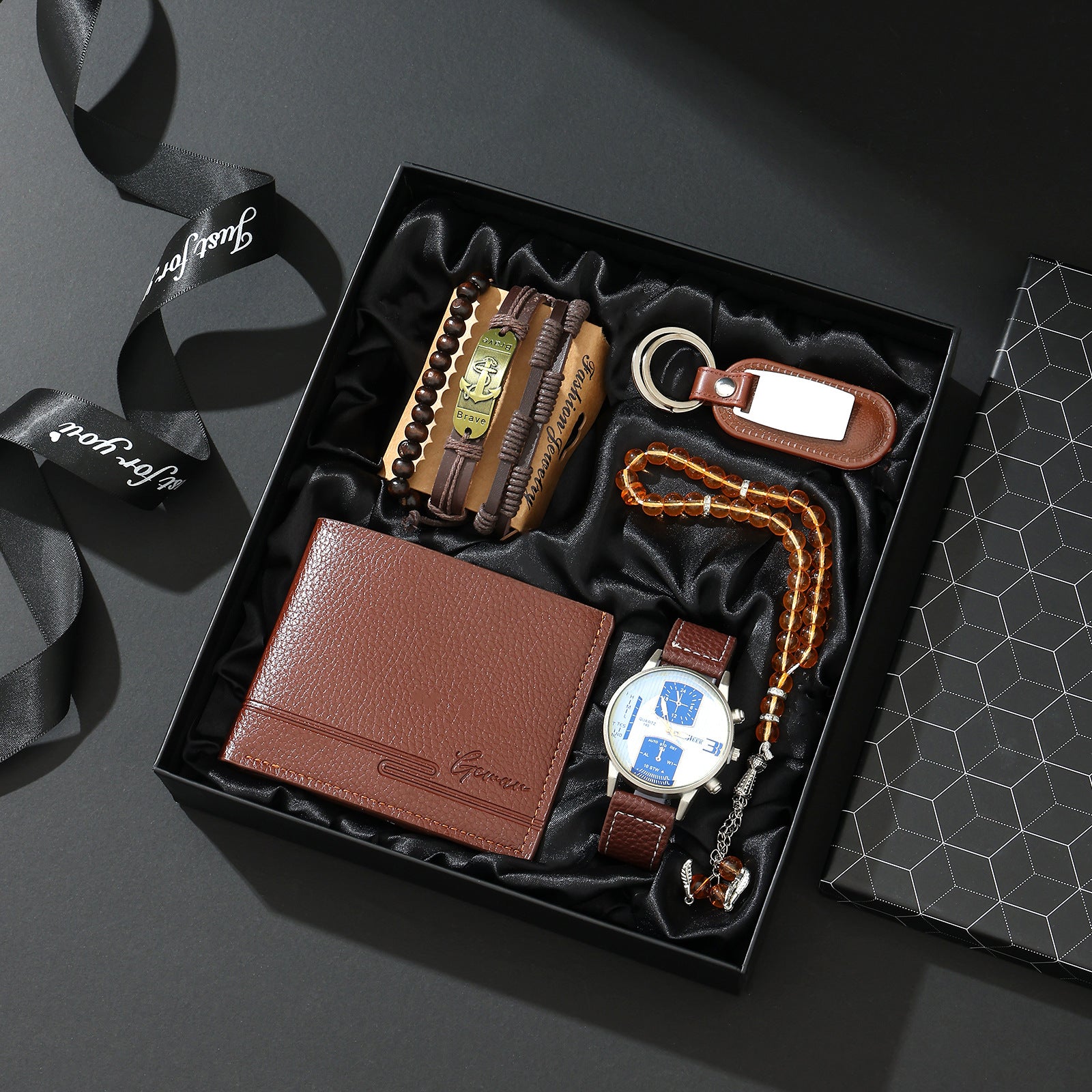 Business Leather Gift Set with Watch and Perfume